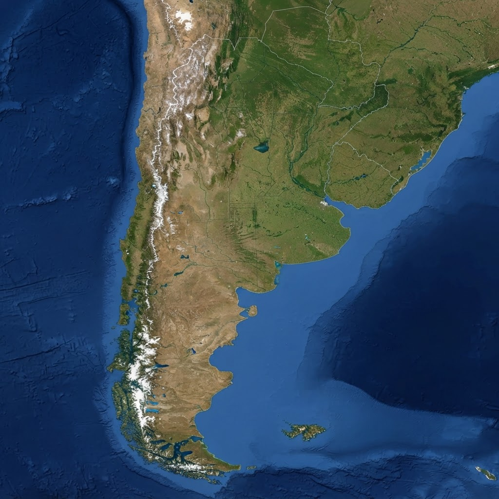 Vista aerea del territorio argentino con sus regiones
